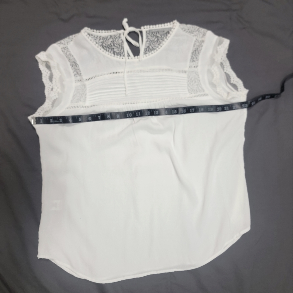 Daniel Rainn White Lace Trim Blouse Petite XL - Picture 5 of 8